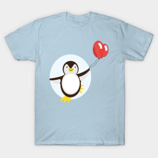 Cute penguin with balloons doodle drawing T-Shirt